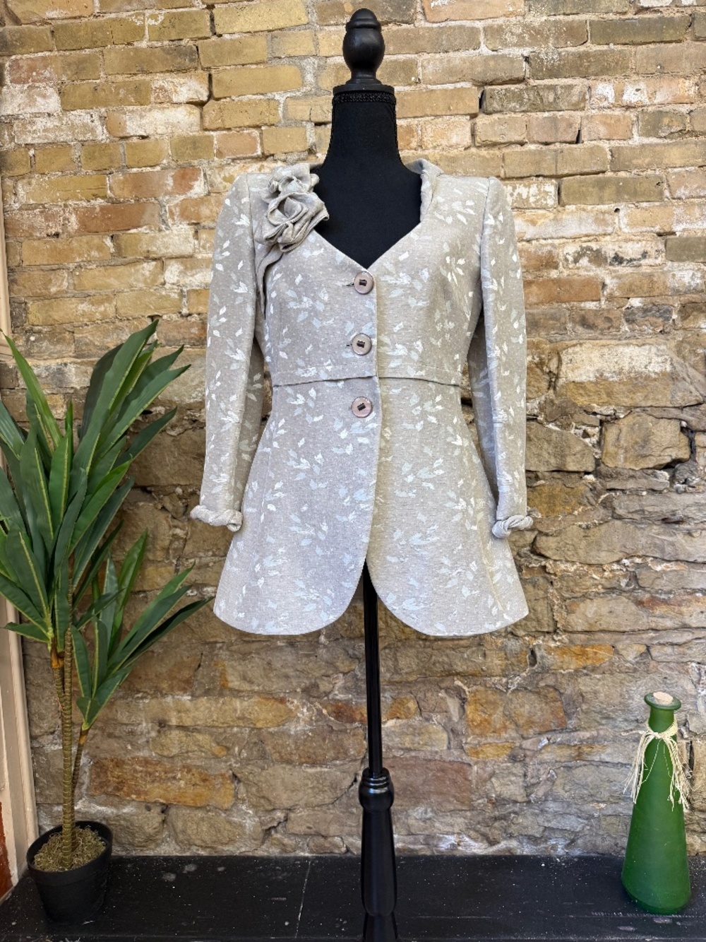 Giorgio Armani Made in Italy Floral Linen Blend Blazer Jacket Size 40